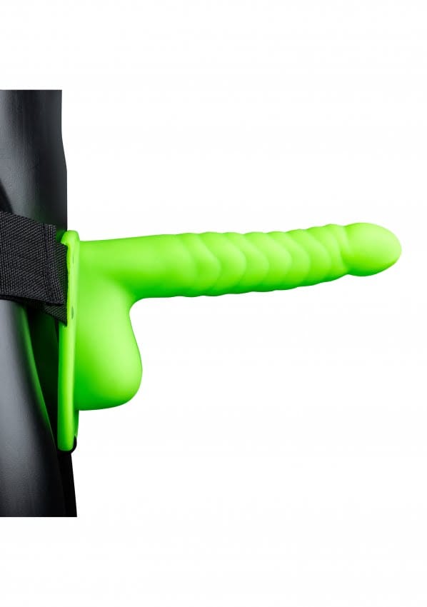 Glow in the Dark - Holle Strap-on dildo met ribbels