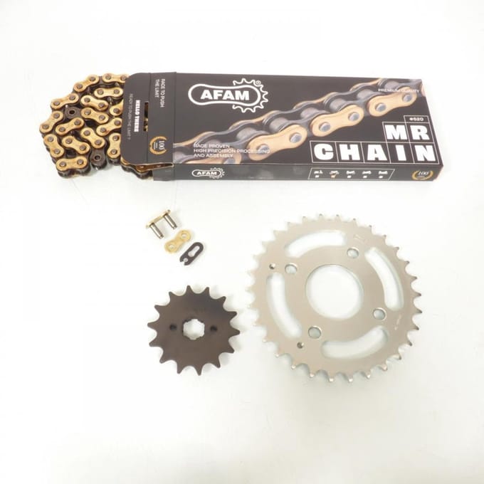 Kit chaîne Afam pour quad Kymco 50 Mxu Reverse 14x30 pas 520 86L Neuf
