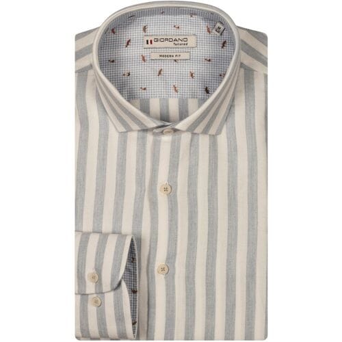 Giordano Overhemd Row Brushed Twill Stripe Licht Blauw / male