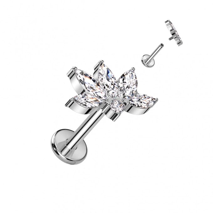 Piercing titanium sierlijke Marquise 1.2x8 - zilver - LMPiercings