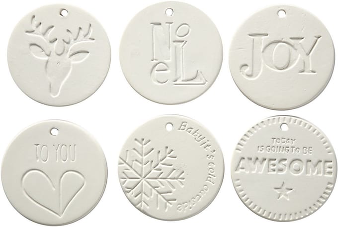 Ornamenten om te hangen, afm 7x7 cm, dikte 0,6 cm, wit, 24 stuk/ 1 doos