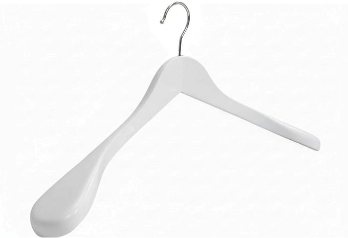 20x Kledinghanger hout 45 cm met brede schouders wit