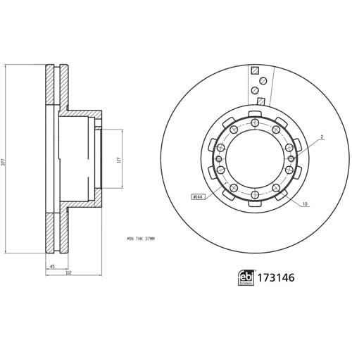 Remschijf FEBI BILSTEIN 173146, 1 stuk