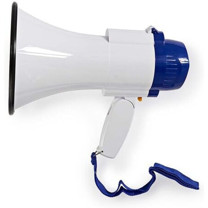 Nedis Megafoon - 115 dB - 250 m Bereik - Sirene - Opnamefunctie - Blauw / Wit
