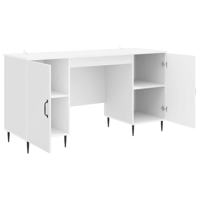 vidaXL - Bureau - Hoogglans - Wit - 142,5 - x - 50 - x - 75 - cm - Bewerkt - hout