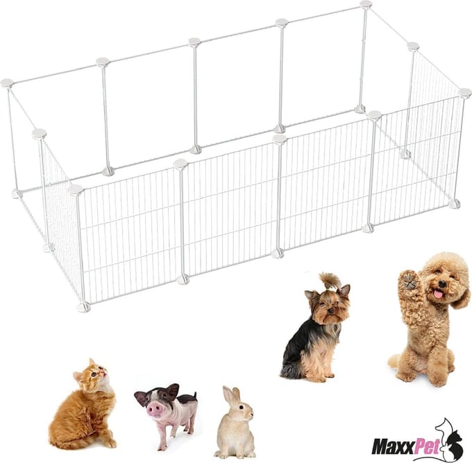 MaxxPet Kleine Dierenren - 140x70x35 cm - Moduleerbare Ren - Konijnenren - Wit