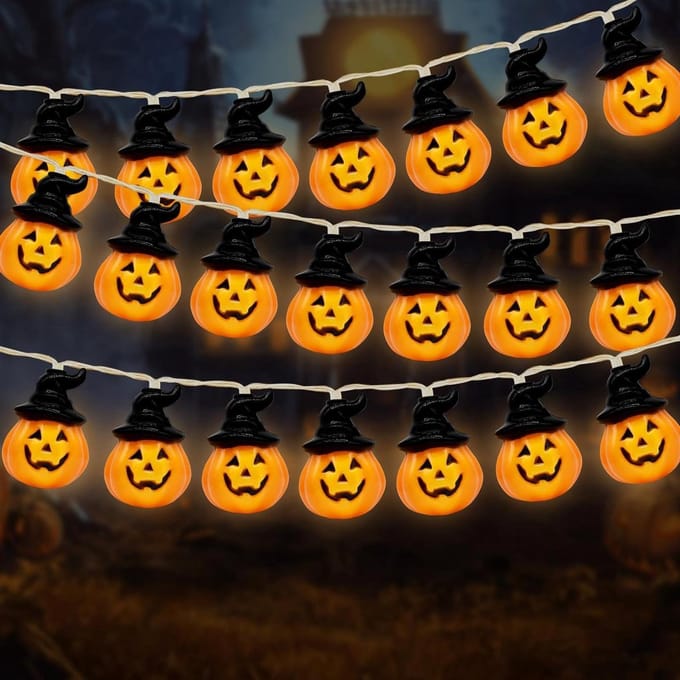 Allecto Plus - Decoratieve Halloween Lichtketting 3m, 20 LED's - Waterdicht - Warm Wit Licht - Kinderfeest Binnen