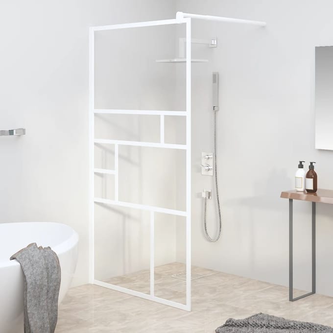 vidaXL - Inloopdouchewand - 115x195 - cm - ESG-glas - wit
