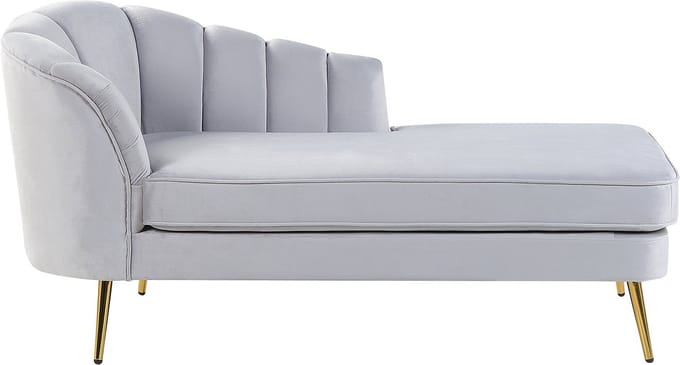 BELIANI ALLIER - Chaise longue - Lichtgrijs - Linkerzijde - Fluweel