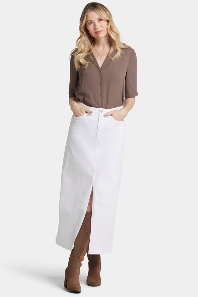 Hoge Taille Lange Rok Met Centrumsplit