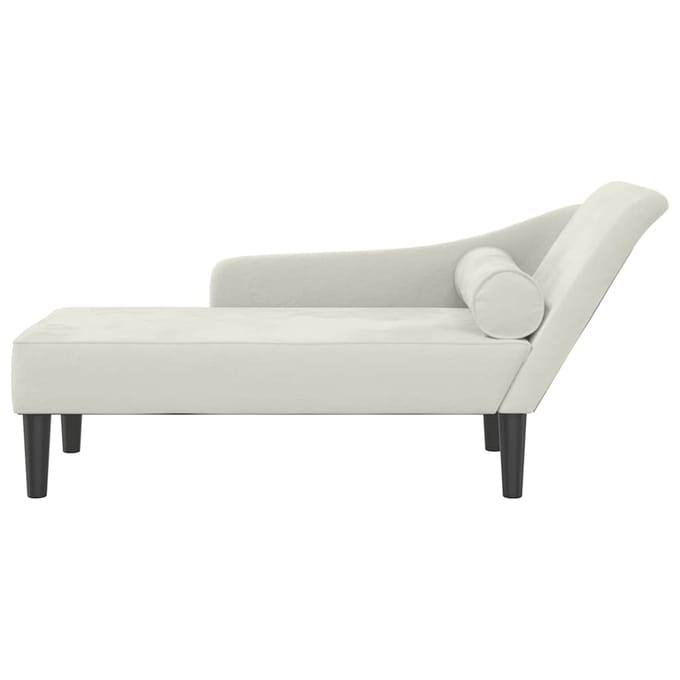 vidaXL - Chaise - longue - met - kussens - fluweel - crèmekleurig