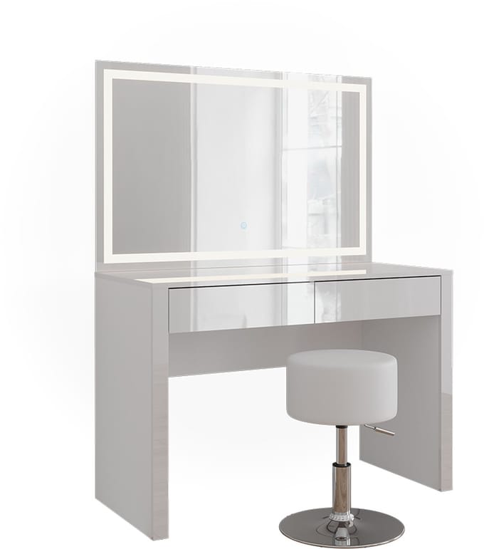 Vicco Annabelle Kaptafel – 110 cm met LED-spiegel en kruk Wit hoogglans/wit