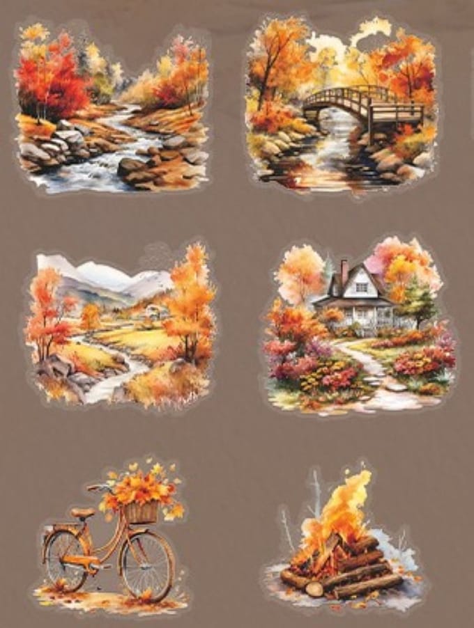 Stickerset Seenery Faraway - Herfst- 30 stuks - Stickers