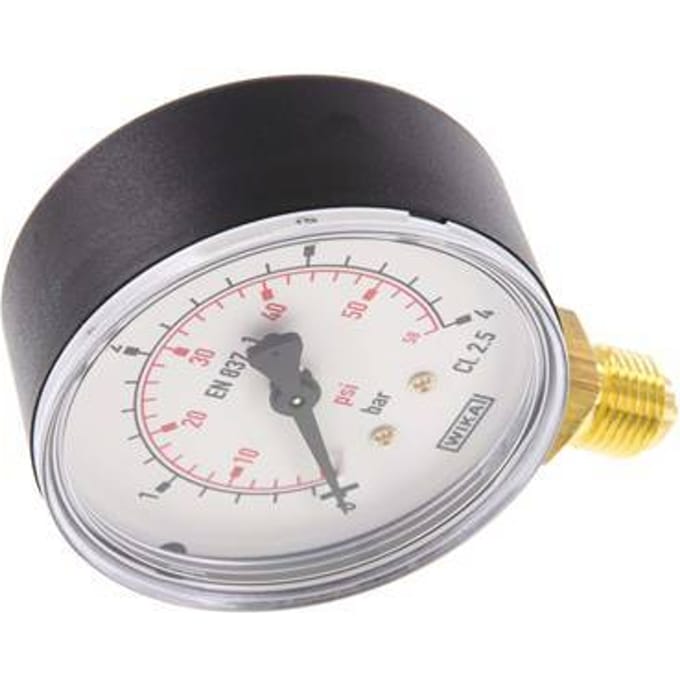 0..4 Bar Manometer Onderaansluiting Kunststof/Messing 63 mm Klasse 2.5