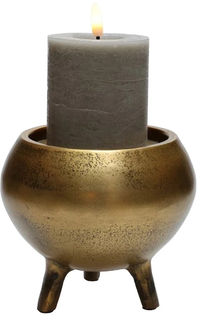 Kandelaar Luro | Small | aged brass | Ø12 x H14 cm