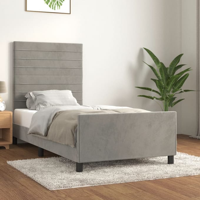 vidaXL - Bedframe - zonder - matras - 90x200 - cm - fluweel - lichtgrijs