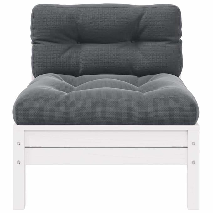 vidaXL - Tuinbank - 2-zits - met - kussens - massief - grenenhout - wit