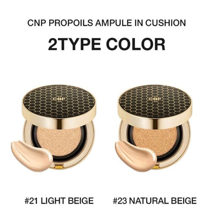 CNP Laboratory Propolis Ampule In Cushion SPF50+/PA+++ 15g+refill #23 Natural Beige +RANDOM GIFT beige