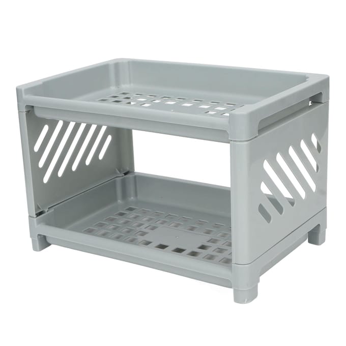 Bureau Organizer Opbergrek Plank PP Hol Ontwerp 2 Laags voor Thuis Badkamer Tafel gray