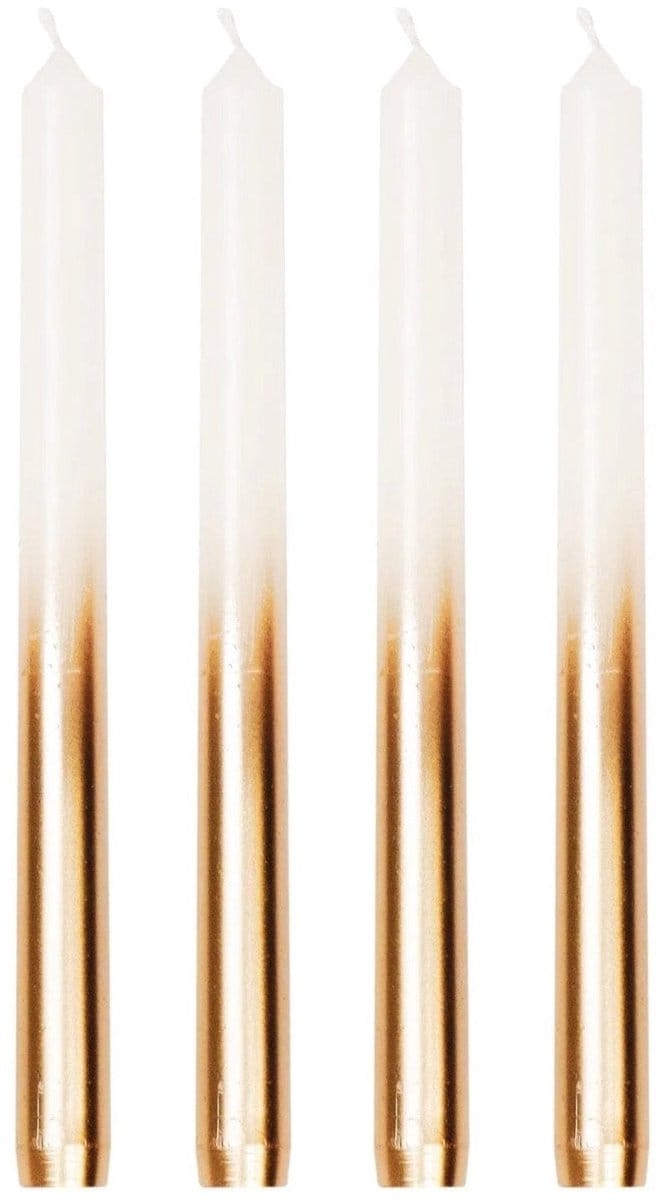 HouseVitamin Kaarsen set-van-4 Dipdye wit goud 10x2,5x26cm