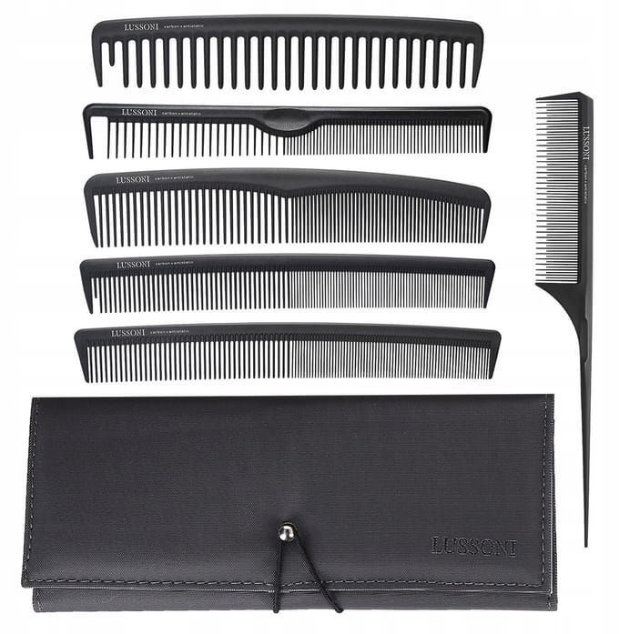 LUSSONI 7-delige Professionele Kammen Set met Etui