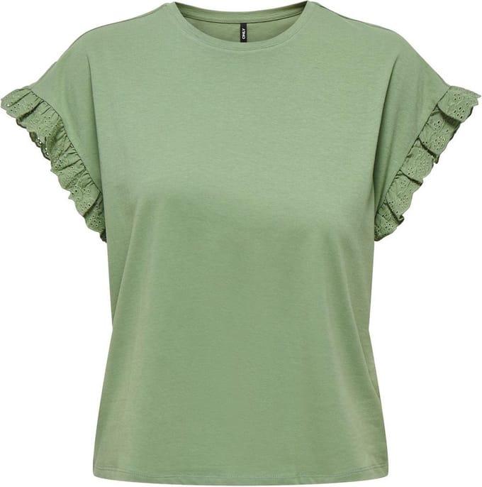 Only T-shirt Onliris S/s Emb Top Jrs Noos 15255618 Hedge Green Dames Maat - M
