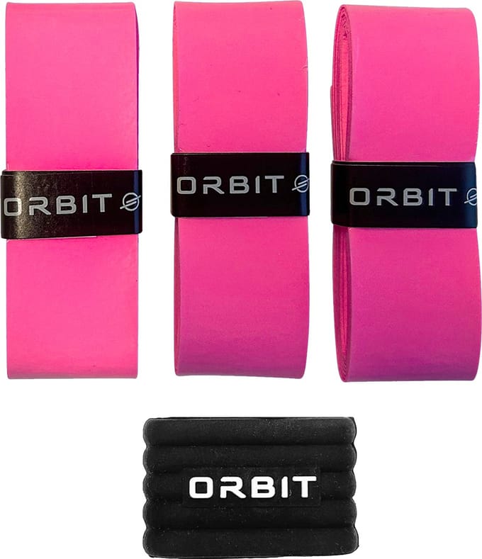 Padelracket Overgrip (x3) roze met rubberen ring