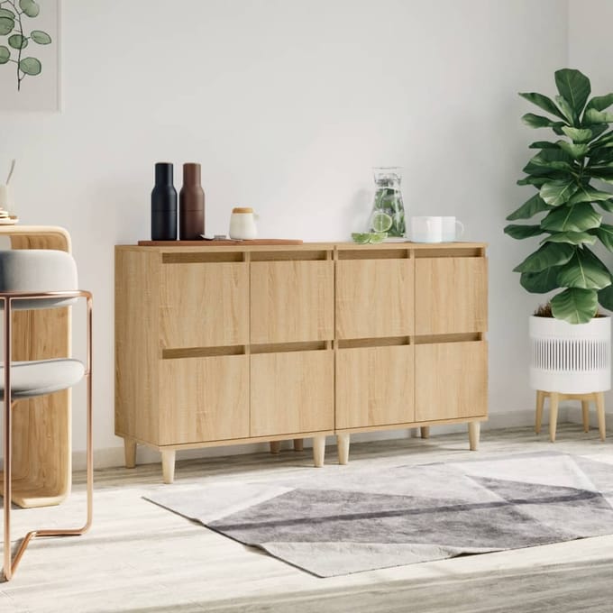vidaXL - Dressoirs - 2 - st - 60x35x70 - cm - bewerkt - hout - sonoma - eikenkleurig