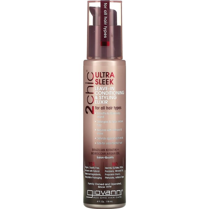 Giovanni Cosmetics - 2chic - Ultra-Sleek Leave-In Conditioning & Styling Elixir with Brazilian Keratin & Argan Oil - 118 ml