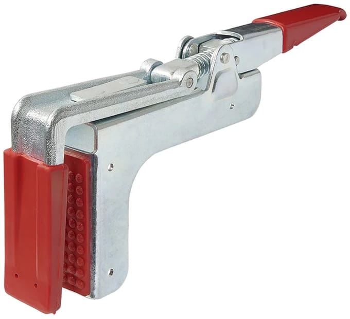 ProPlus Klem voor Cargoplank 14 x 34 x 4,5 cm – Voor Aanhanger Bestelwagen en Pick-up – Geveerd Klemmechanisme – Zilver/Rood