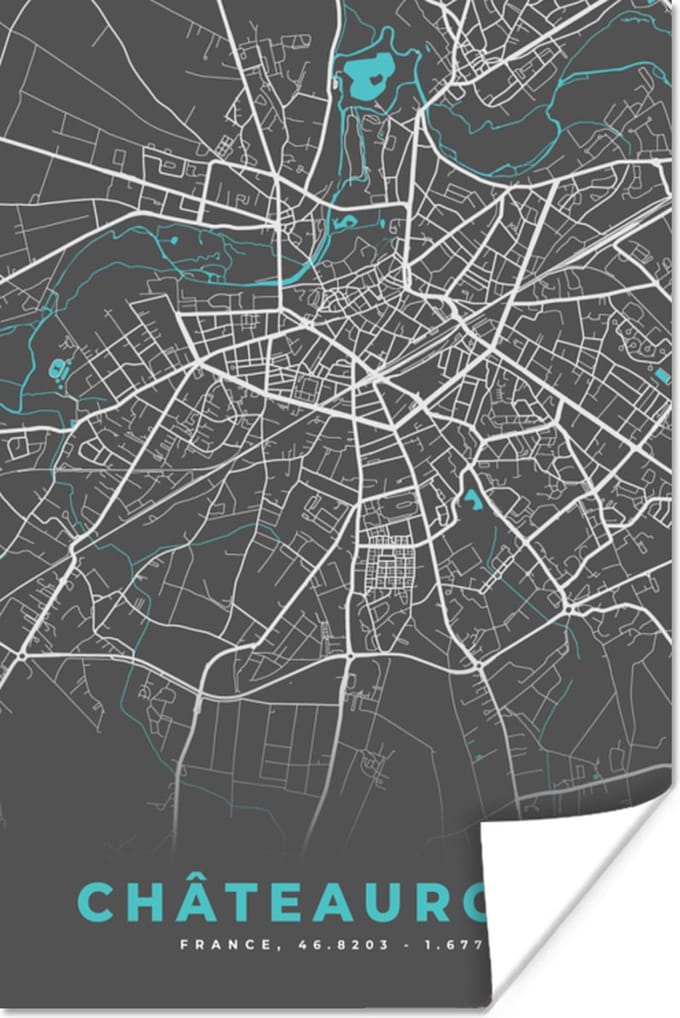 Poster Châteauroux - Plattegrond - Stadskaart - Frankrijk - Kaart - 40x60 cm