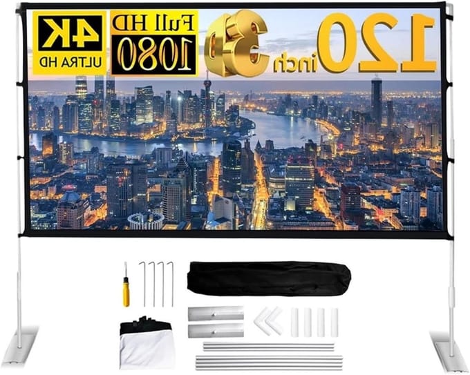 Projectiescherm - Draagbaar Scherm - Thuisbioscoop Creëren - Kreukvrij Polyester - 120 inch - Wit