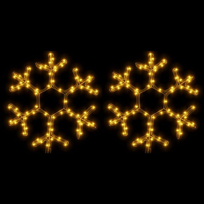 vidaXL Kerstfiguur sneeuwvlok met LED's 2 st 38x37 cm warmwit