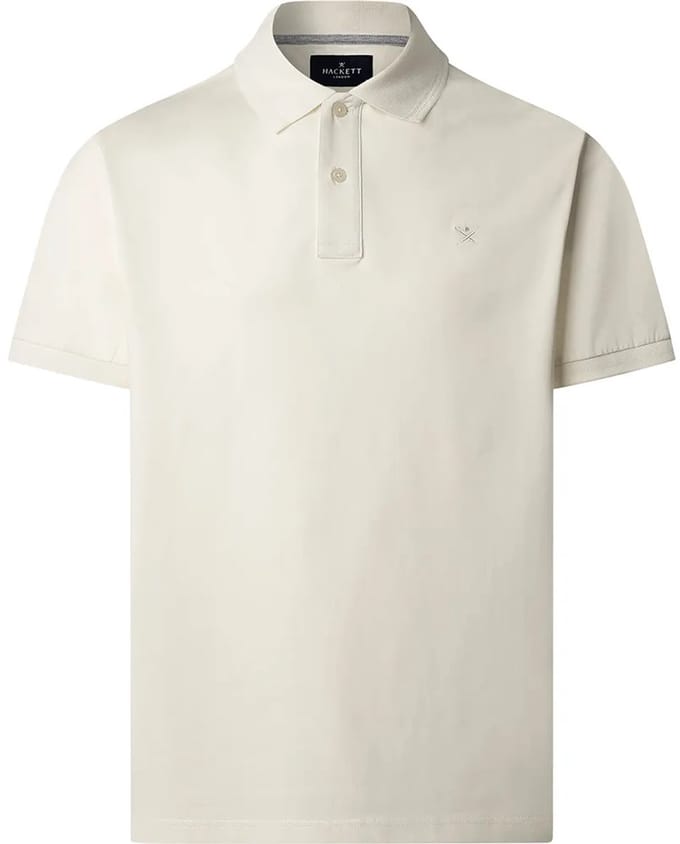 Hackett Jacquard Collar Korte Mouw Poloshirt Beige,Wit XL Man