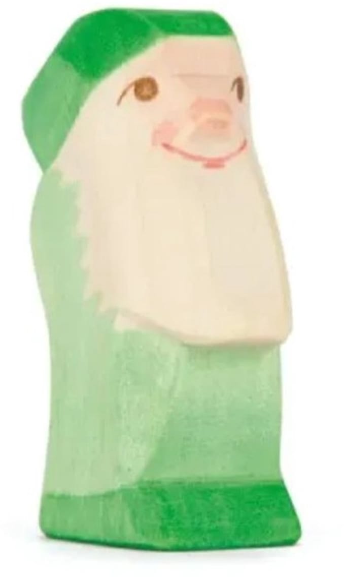 Ostheimer speelgoed dwerg groen houten figuur educatief.