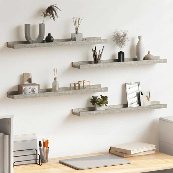 vidaXL - Wandschappen - 4 - st - 60x9x3 - cm - betongrijs