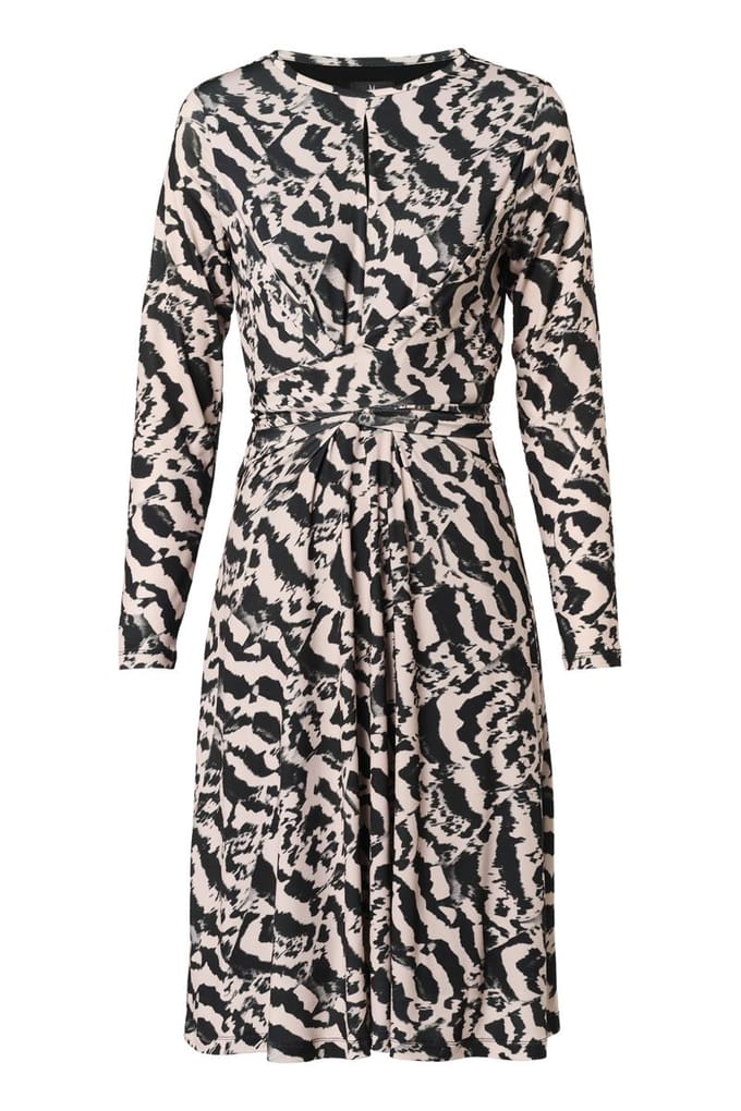 Maddie Print Jurk Creme / Zwart