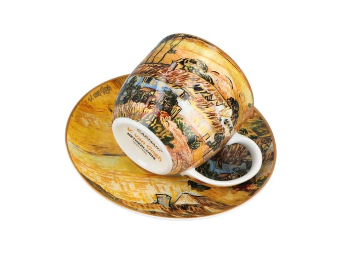 2x Van Gogh Kopjes met Schotels - "Strooien Huizen" (Carmani)