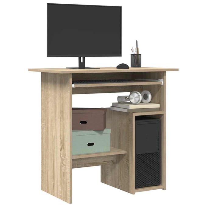 vidaXL - Bureau - 80x45x74 - cm - bewerkt - hout - sonoma - eikenkleurig