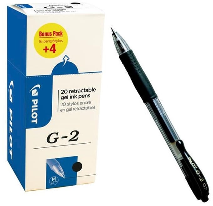 Pilot gelroller G-2 medium | zwart | value pack met 16 + 4 stuks
