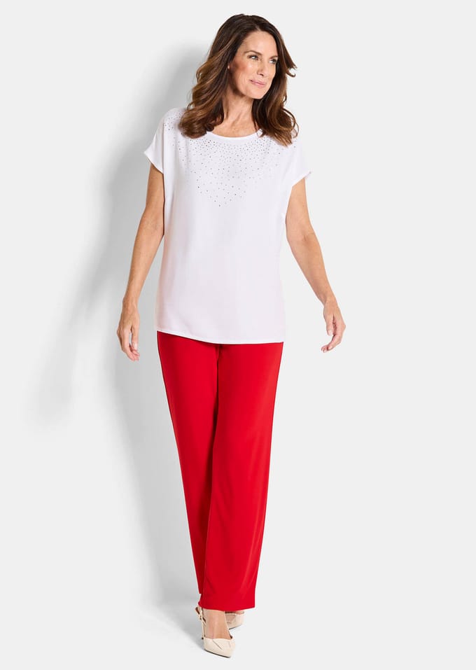 Blouse met glittersteentjes - wit - Gr. 20 van Goldner Fashion