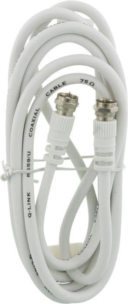 Q-Link coax kabel RG59 F-connector wit | 5 mtr