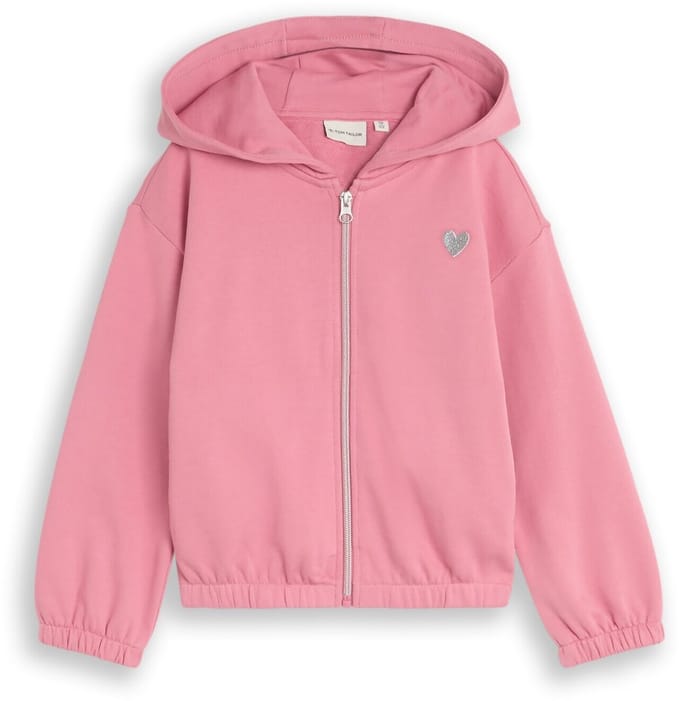 Tom Tailor - Cropped hoodie-sweatjack met borduursel - Maat 92/98 - smooth rose