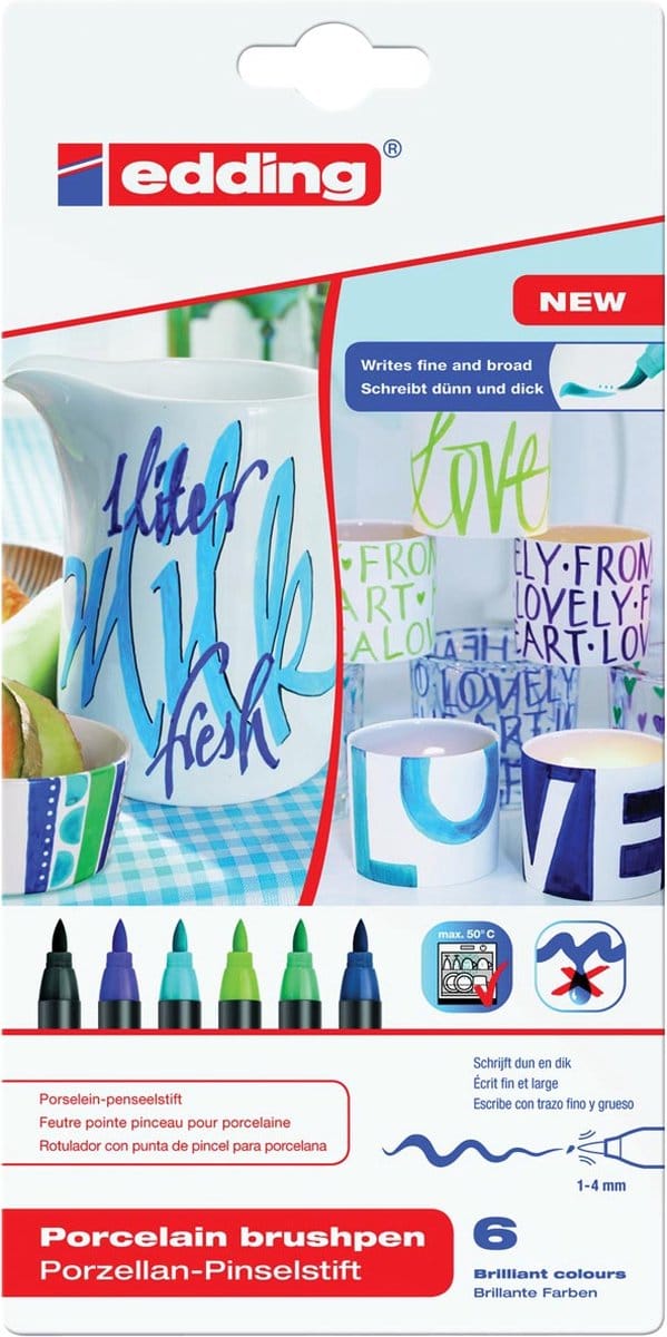 Brushpen edding 4200 porselein koele kleuren | 10 stuks