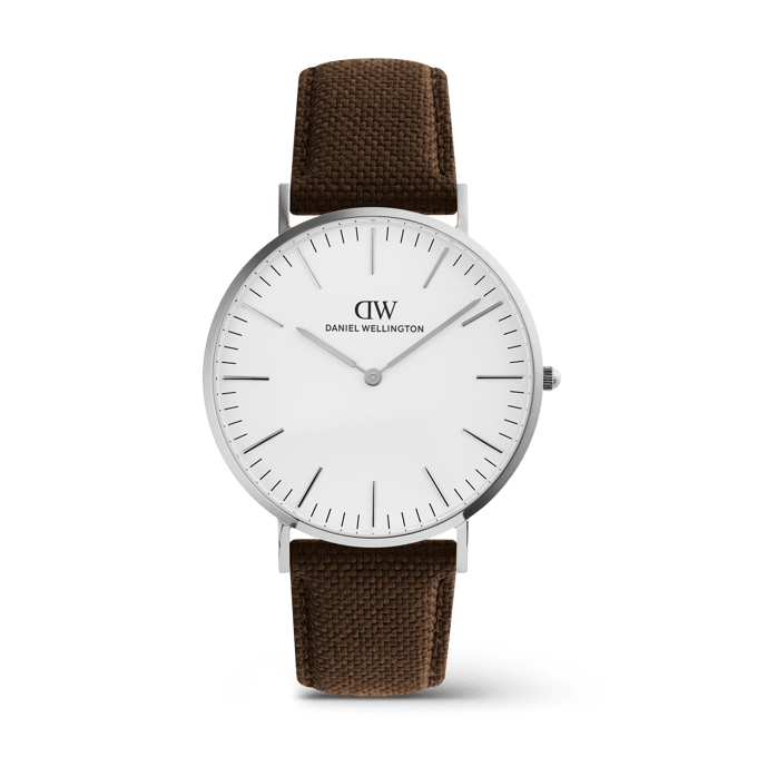 Daniel Wellington DW Watch Classic Brown Canvas Silver 40mm