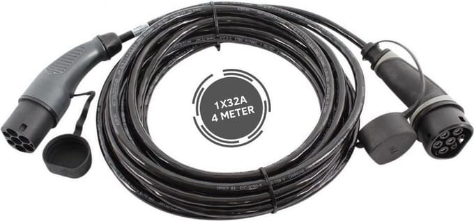 Ratio Basic Line laadkabel auto | type 2 naar type 2 | 7.4 kW | fase 1 - 32A | 4 meter