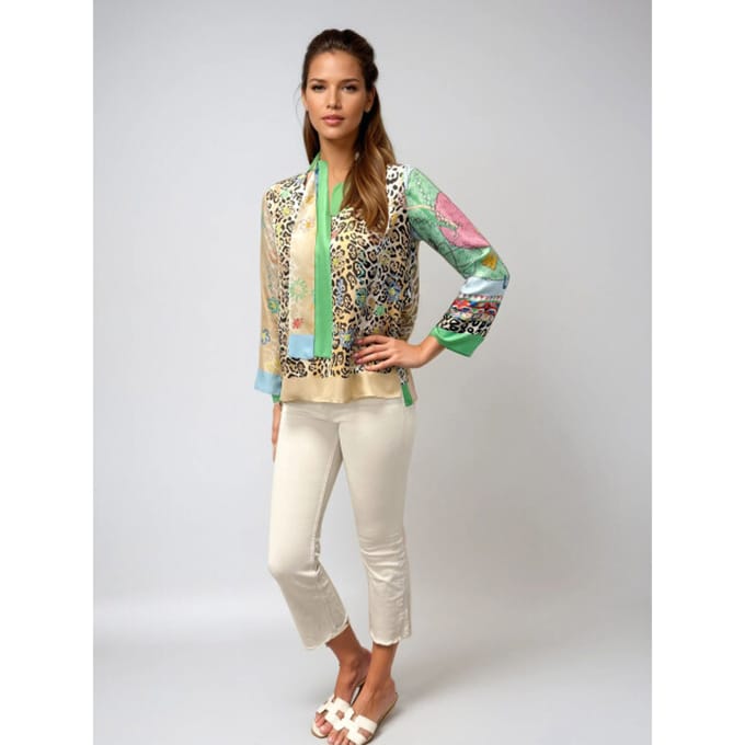 Mucho Gusto ® blouse roma painterly leopard patchwork