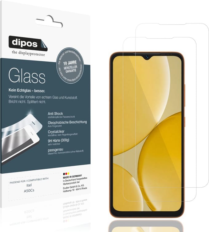 dipos – 2x Pantserfolie geschikt voor Itel A50Cs | 9H Screenprotector
