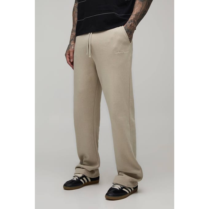 Rechte Joggingbroek Met Borduursel | Stone | Size Medium