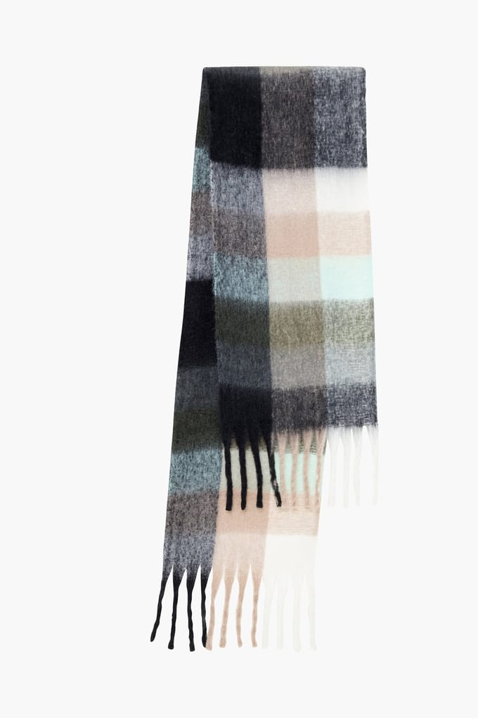 French Connection Super Soft Check Scarf Multi Gry/cream/mint Taglia: OS | Sciarpe Outlet | Donna